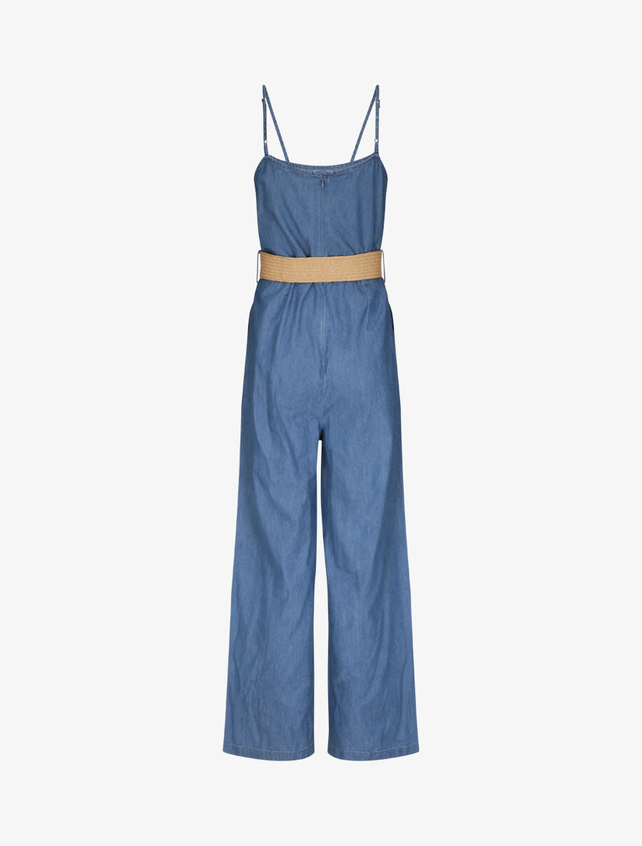 Combinaison oversize unie en denim - Bleu - 2
