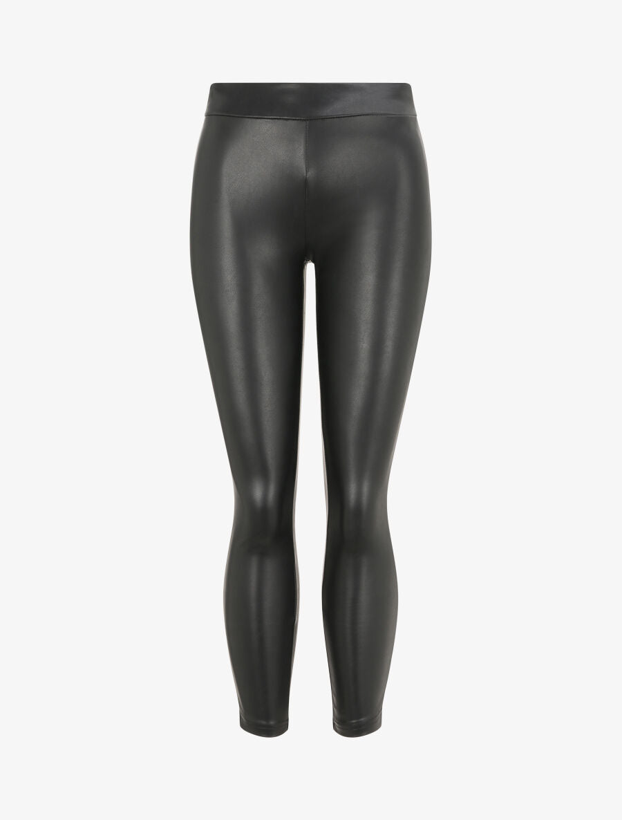 Legging uni en simili - Noir - 1