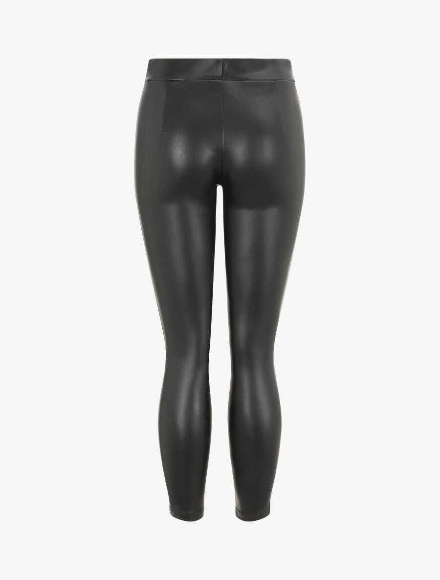 Legging uni en simili - Noir - 2