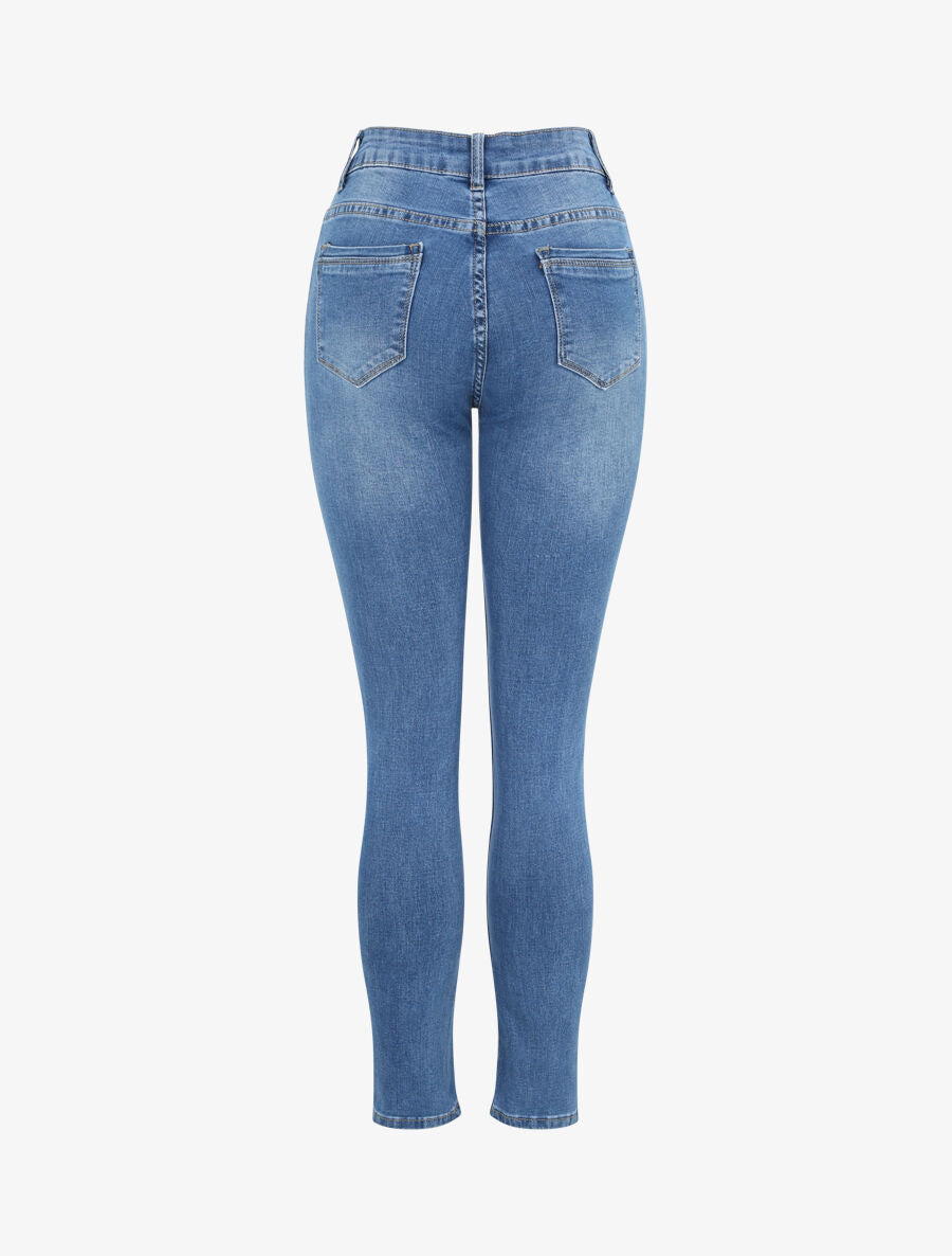 Jean slim taille haute - Bleu - 2