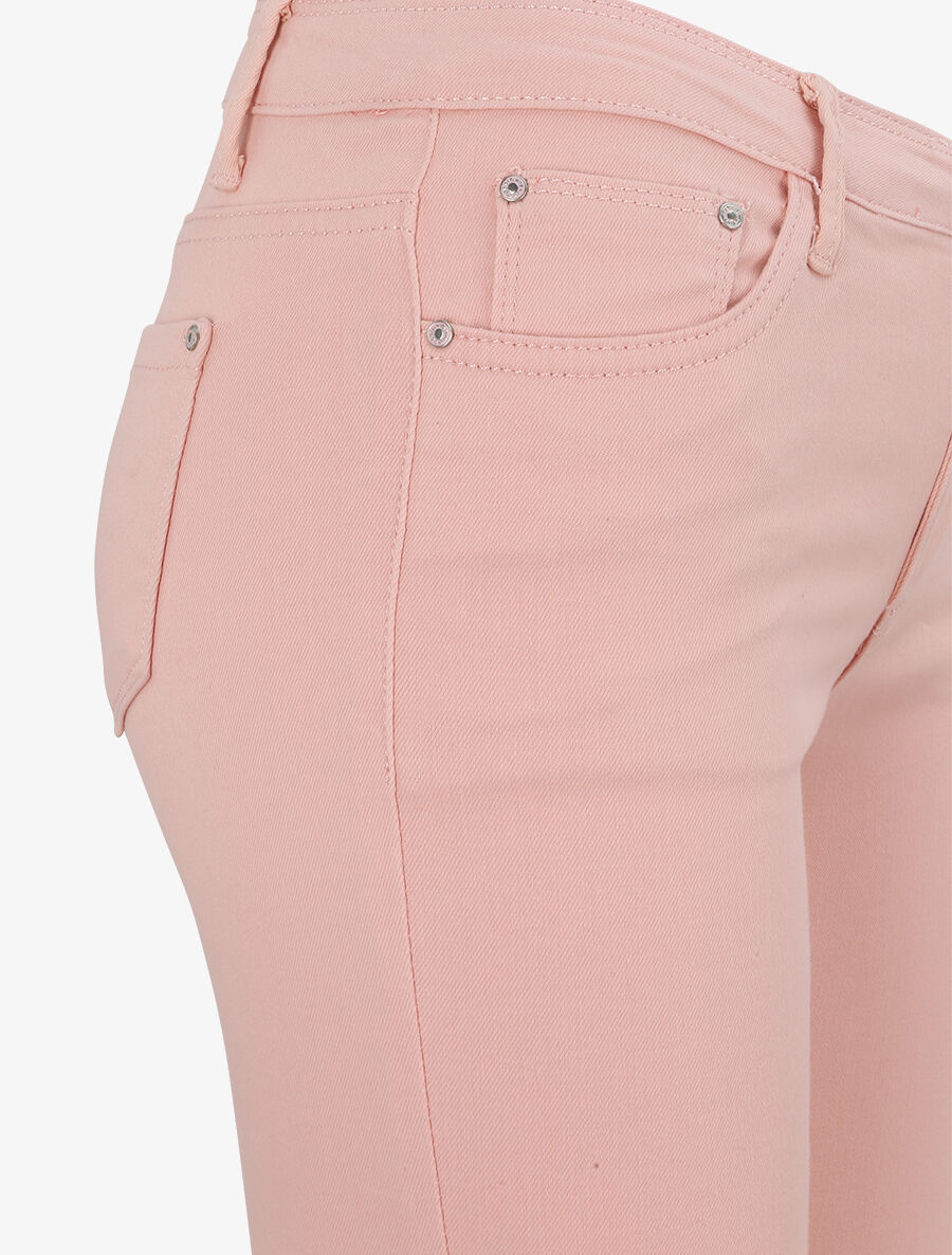 Jean skinny uni à taille haute - Rose - 5