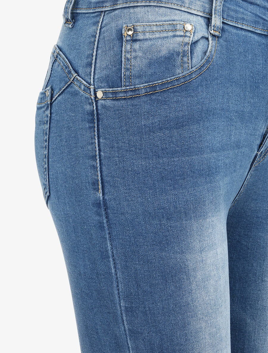 Jean skinny push up à revers - Bleu denim - 3