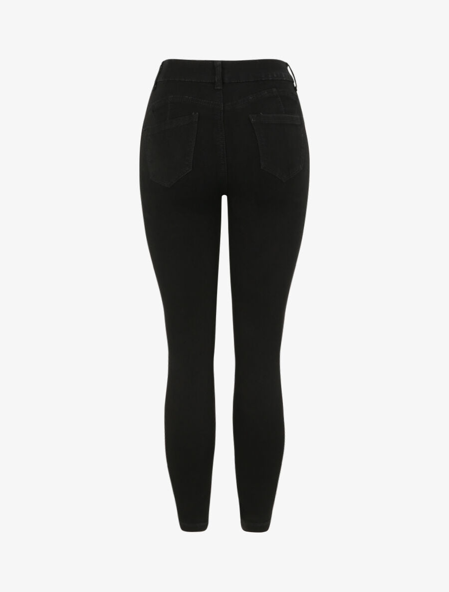 Jean skinny push up uni - Noir - 2