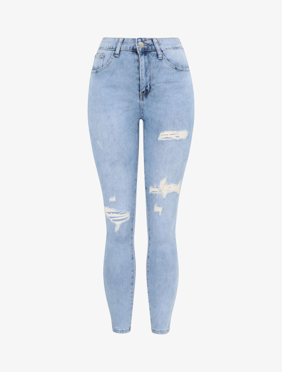 Jean skinny push up déchiré - Bleu clair - 3