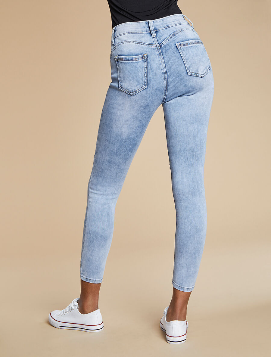 Jean skinny push up déchiré - Bleu clair - 2