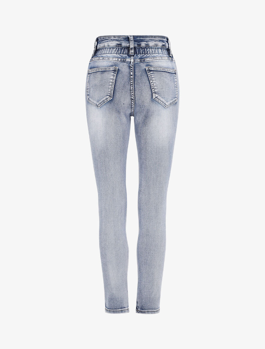 Jean slim à taille empire élastiquée - Denim - 2