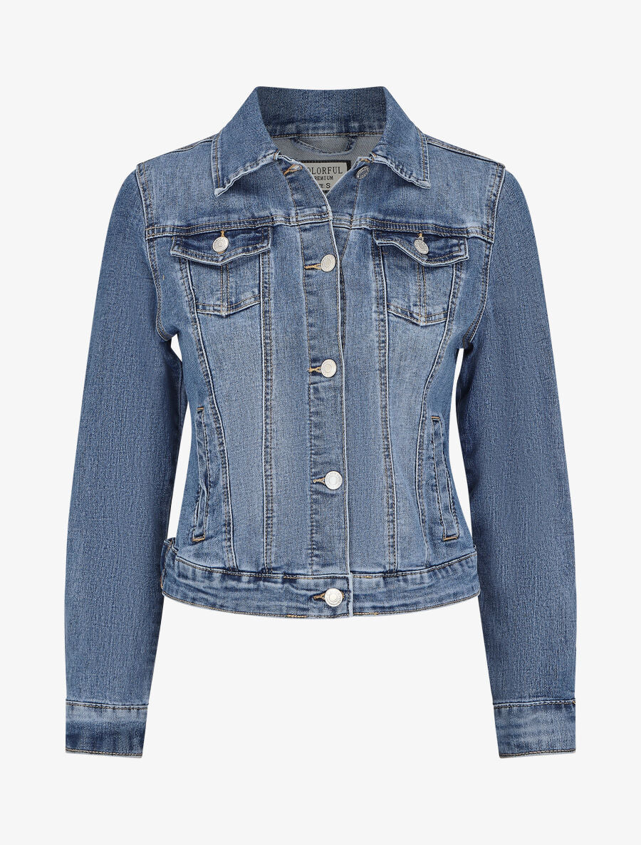 Veste en jean coupe droite - Bleu denim - 1
