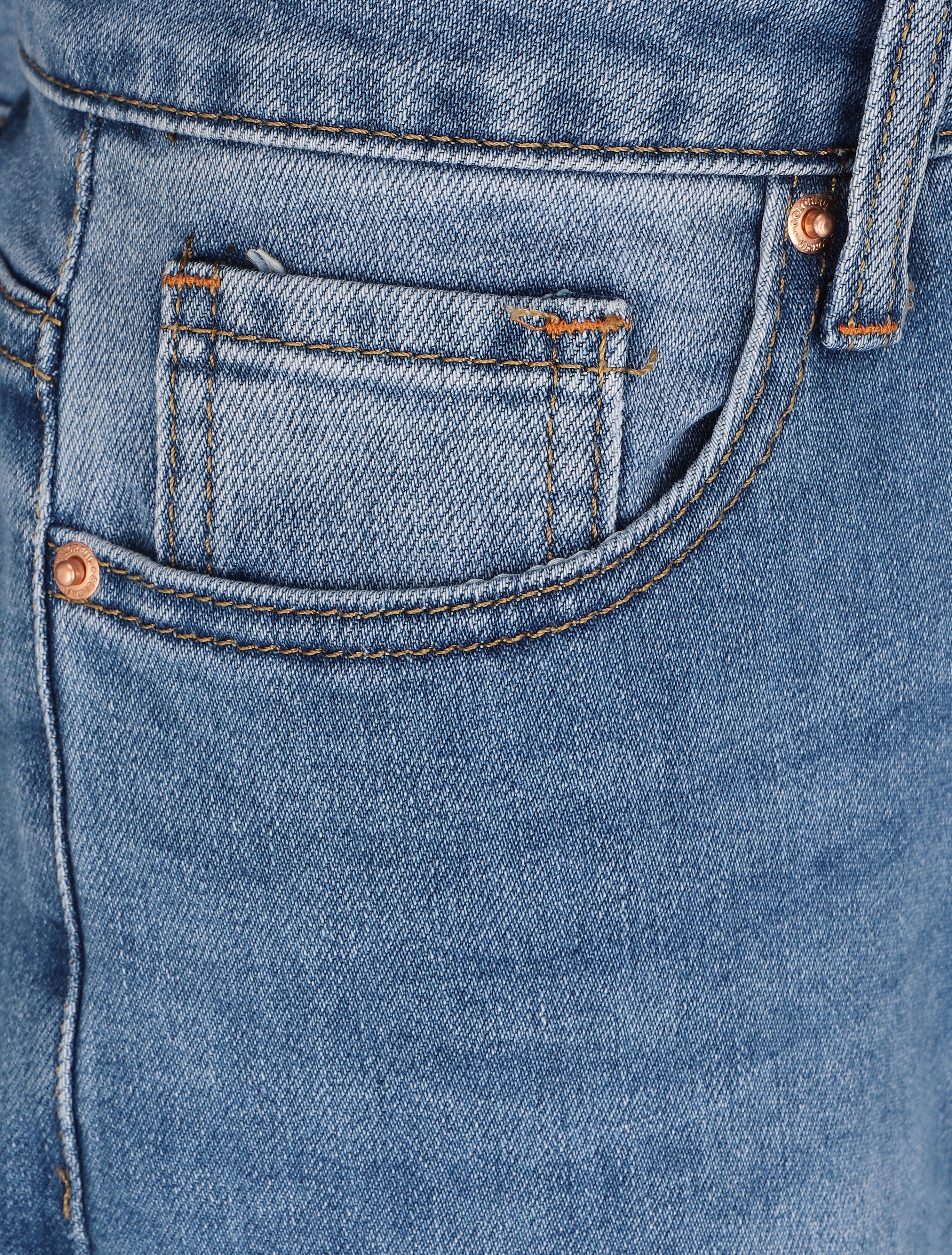 Jean mom fit à bas effiloché - Bleu denim - 3