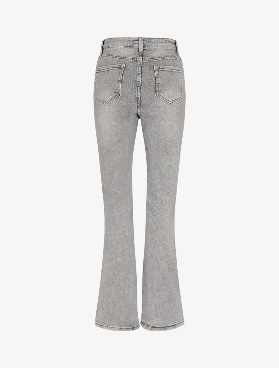 Jean flare à taille haute - Gris - 2