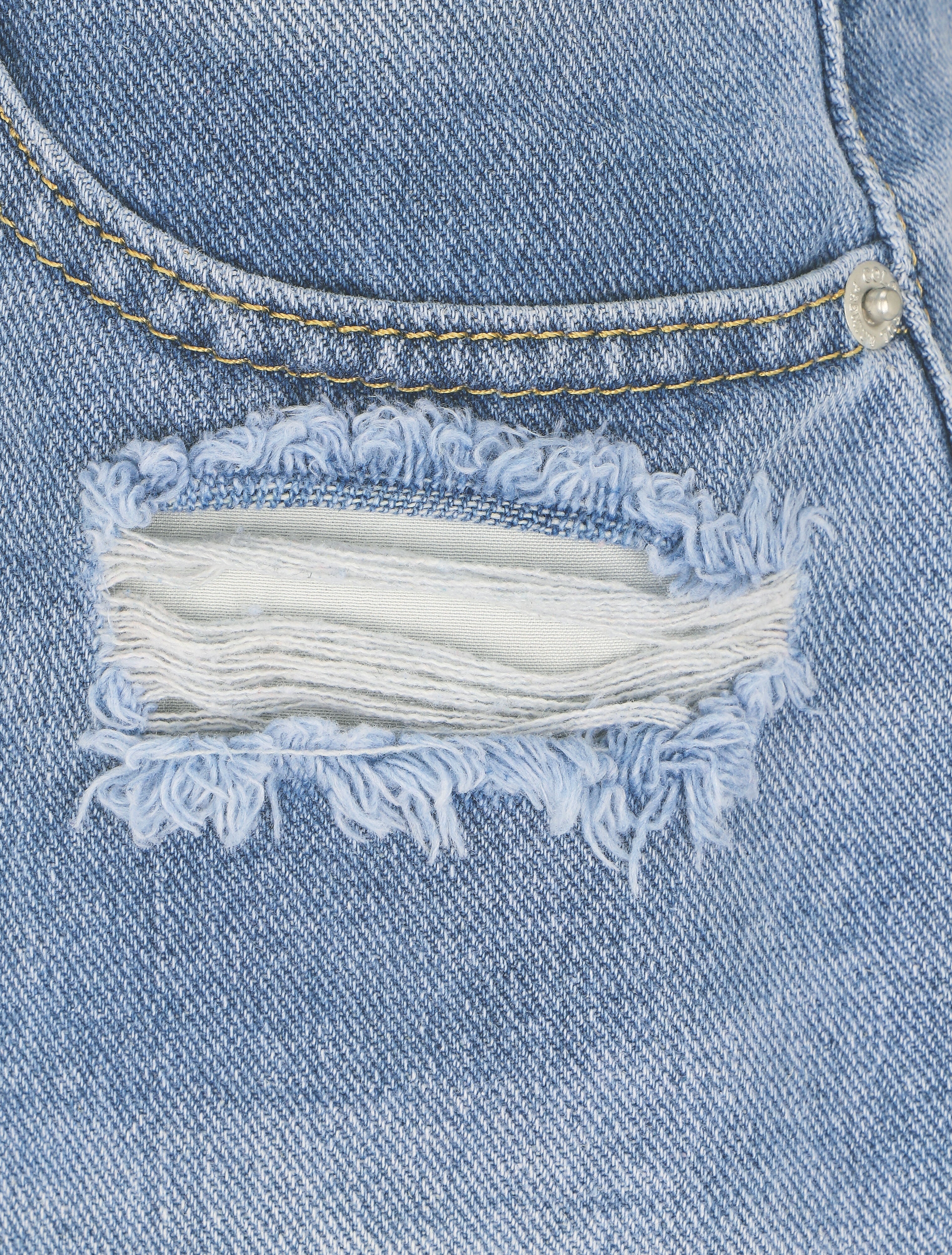 Short en jean déchiré coupe droite - Bleu clair - 4