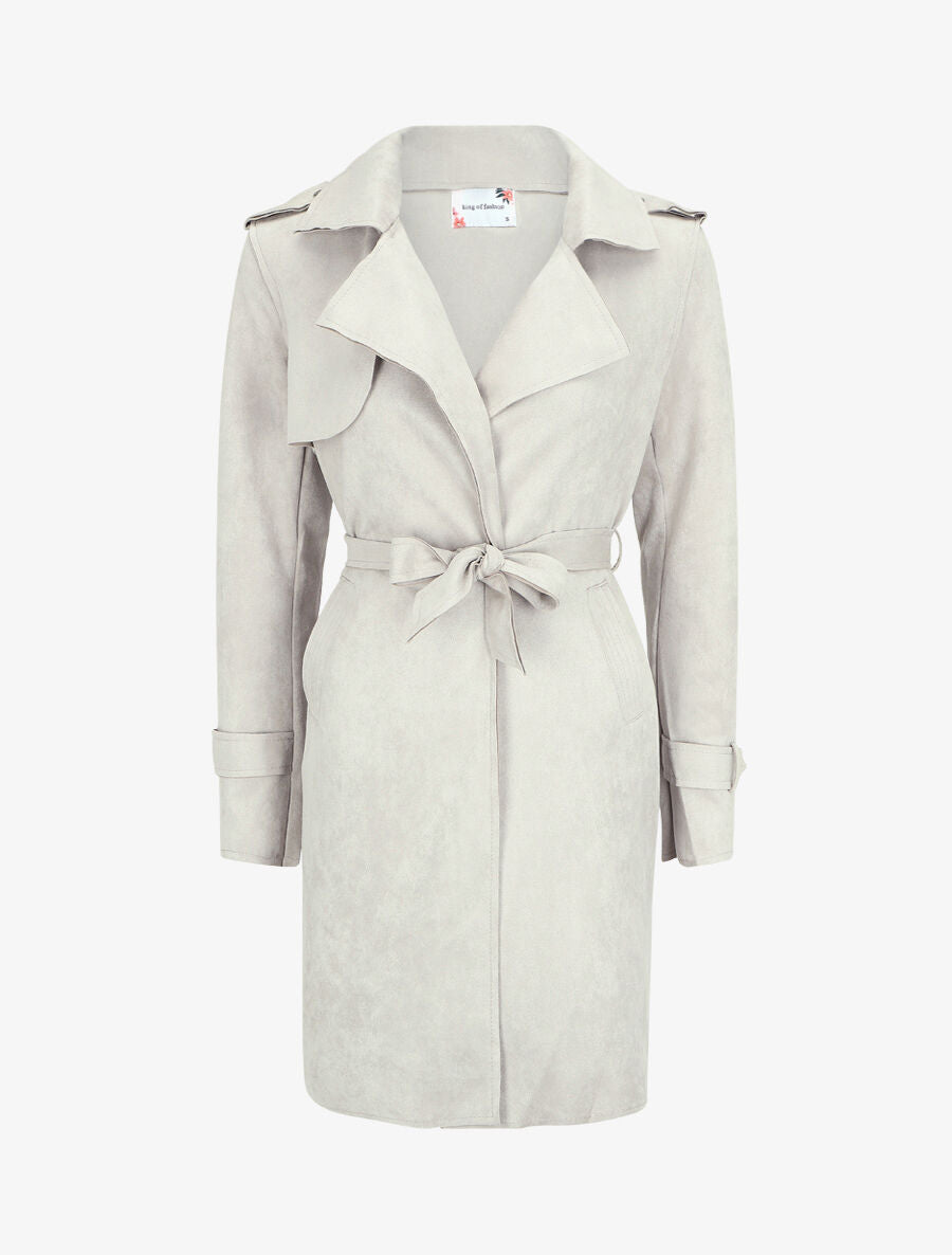 Trench mi-long en suédine - Beige - 3