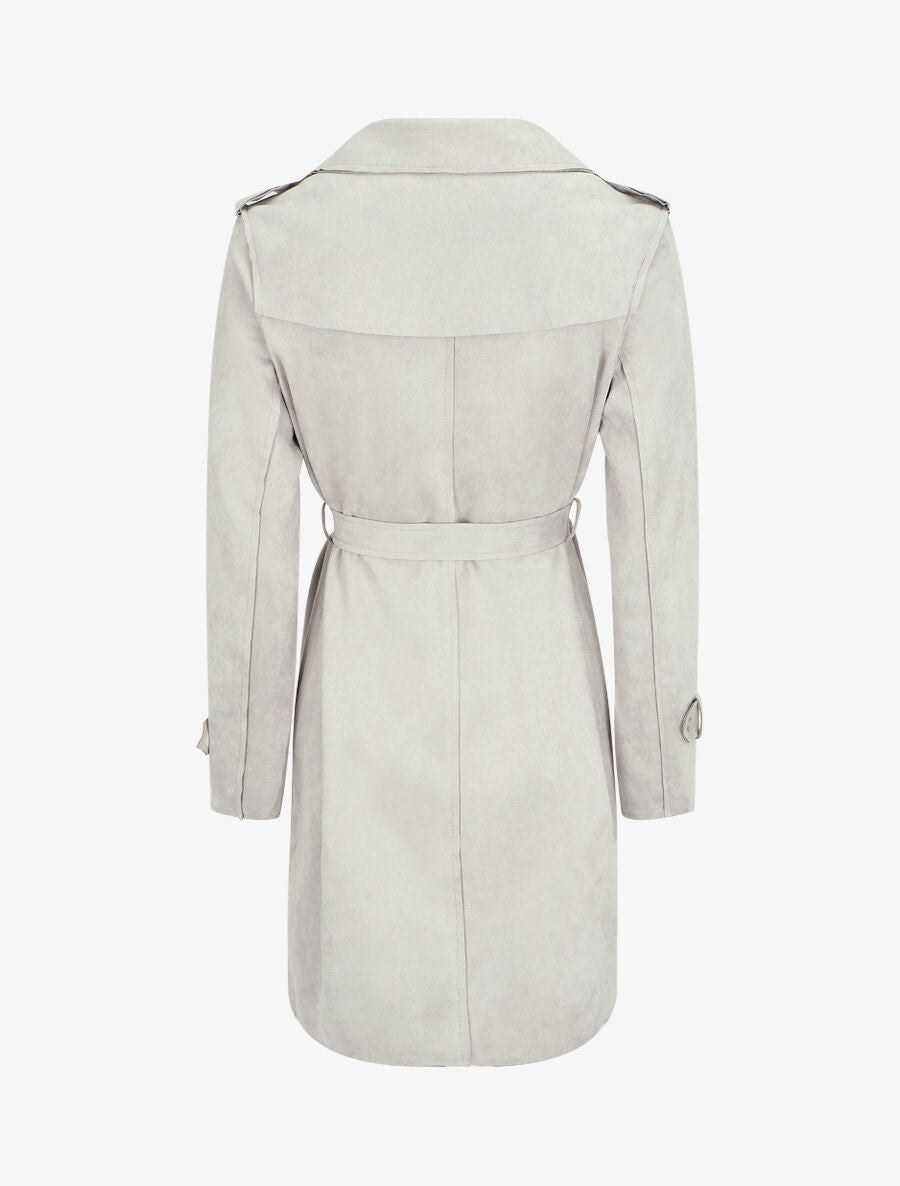Trench mi-long en suédine - Beige - 2