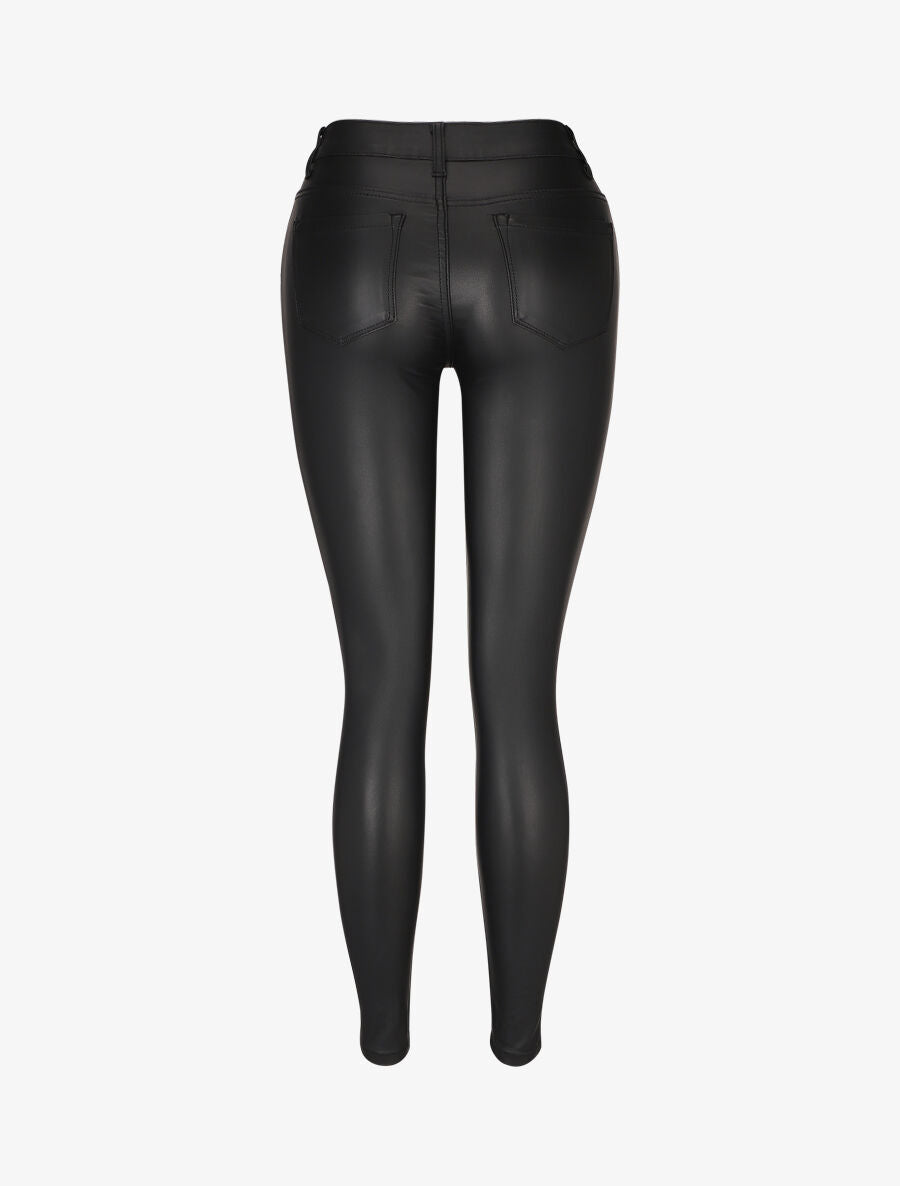 Jean ciré skinny taille haute - Noir - 2
