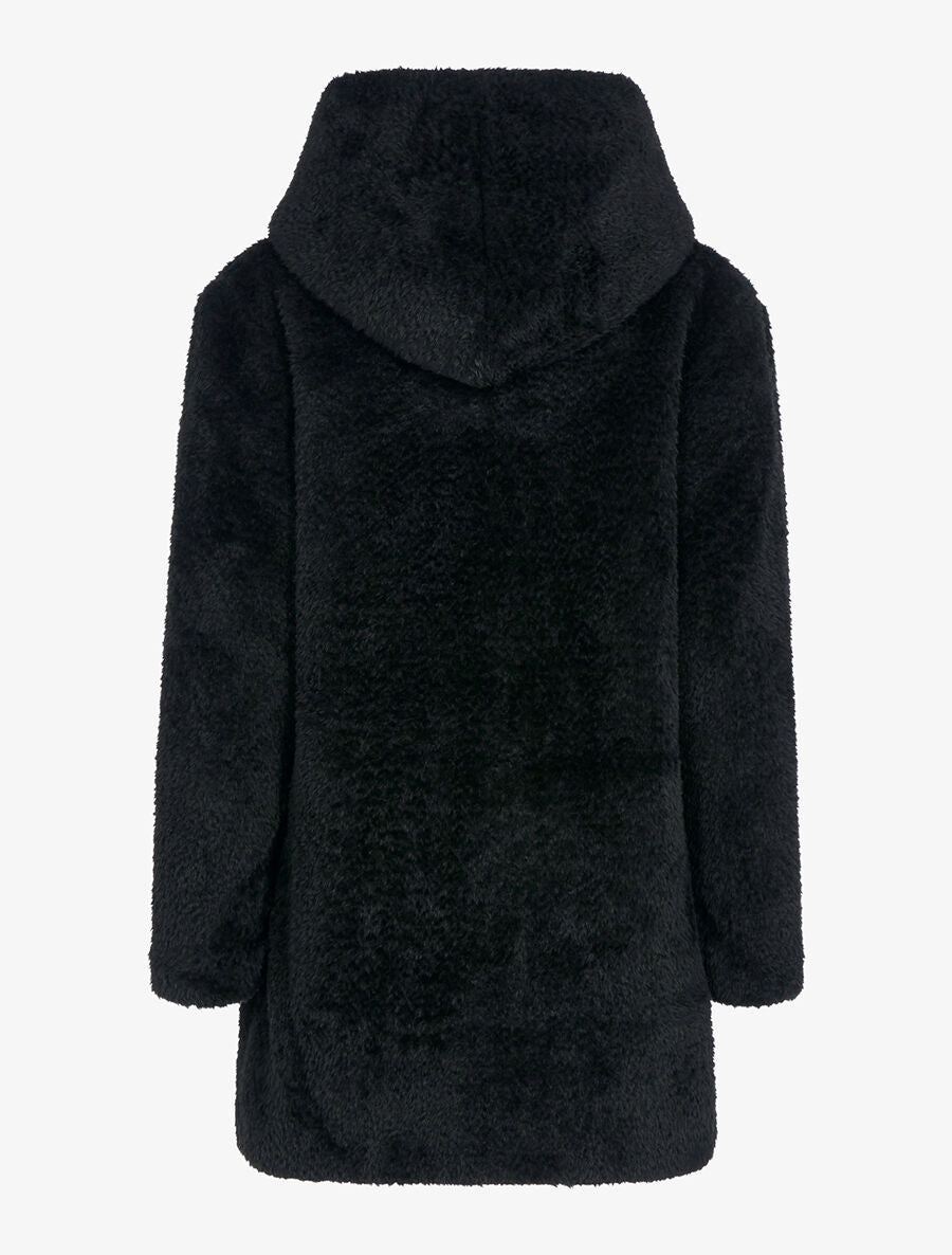 Manteau zippé en fourrure synthétique - Noir - 2