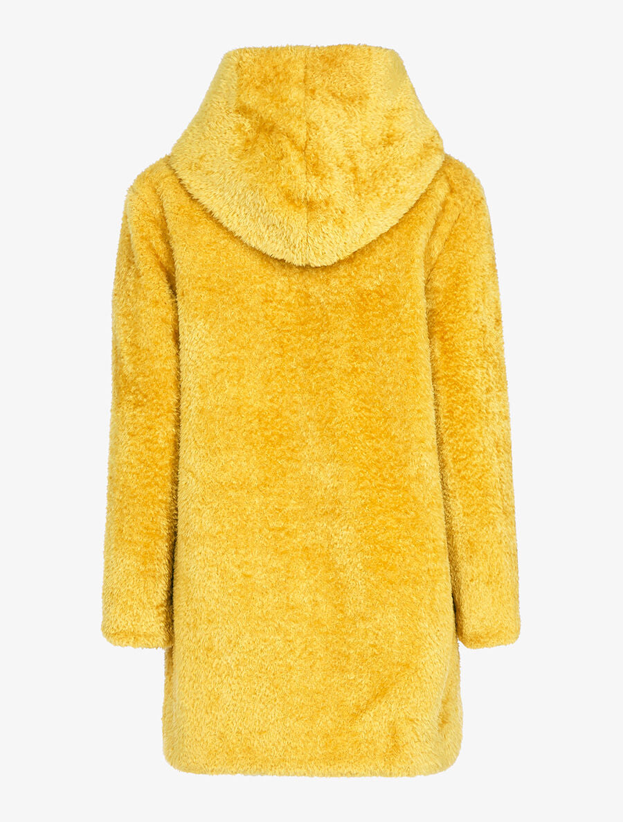 Manteau zippé en fourrure synthétique - Moutarde - 2