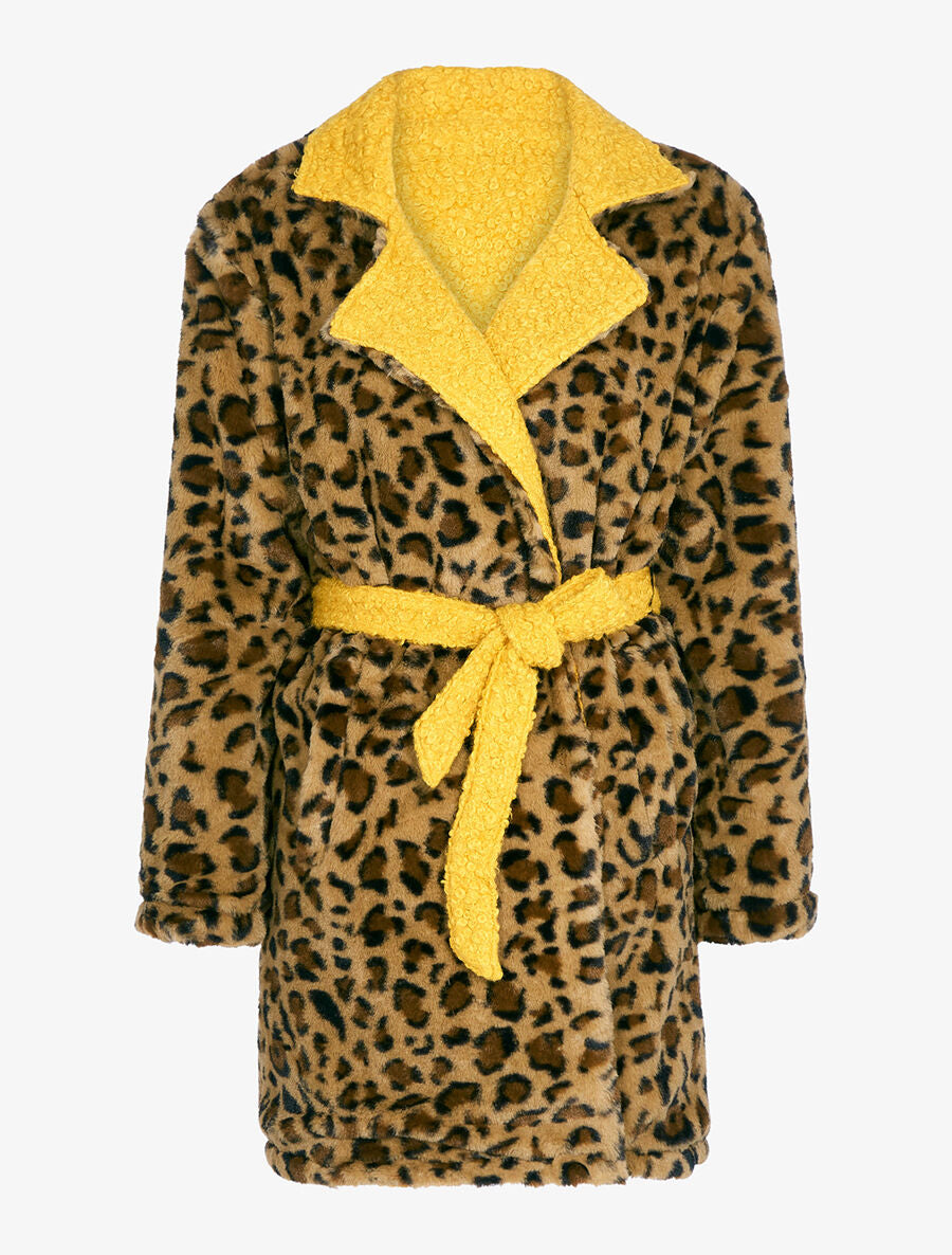 Manteau réversible effet laine bouclette - Moutarde - 3