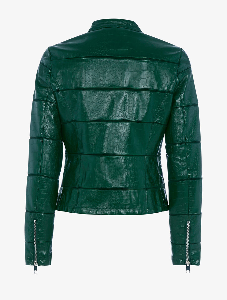 Veste effet croco à coutures ajourées - Vert - 2
