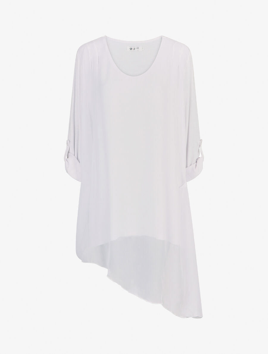 Tunique asymétrique grande taille - Blanc - 1