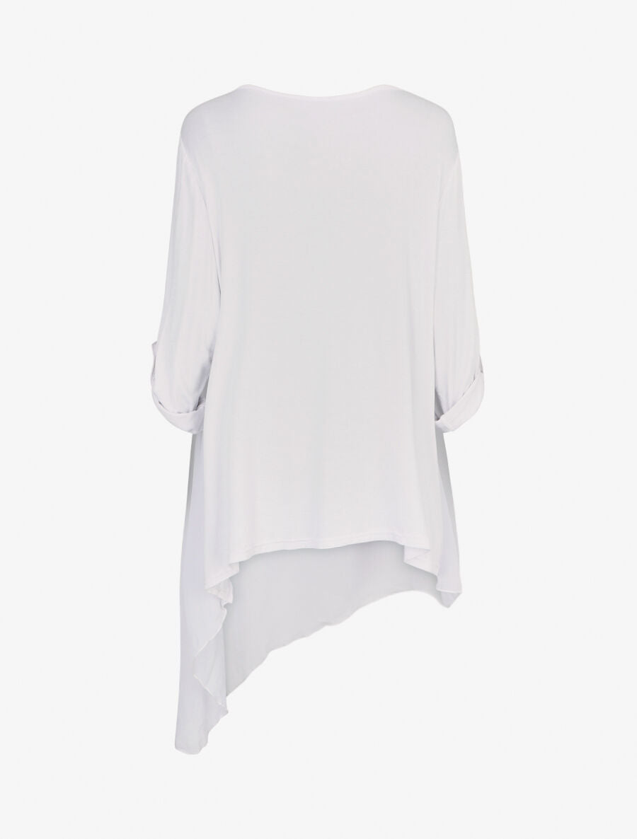 Tunique asymétrique grande taille - Blanc - 2