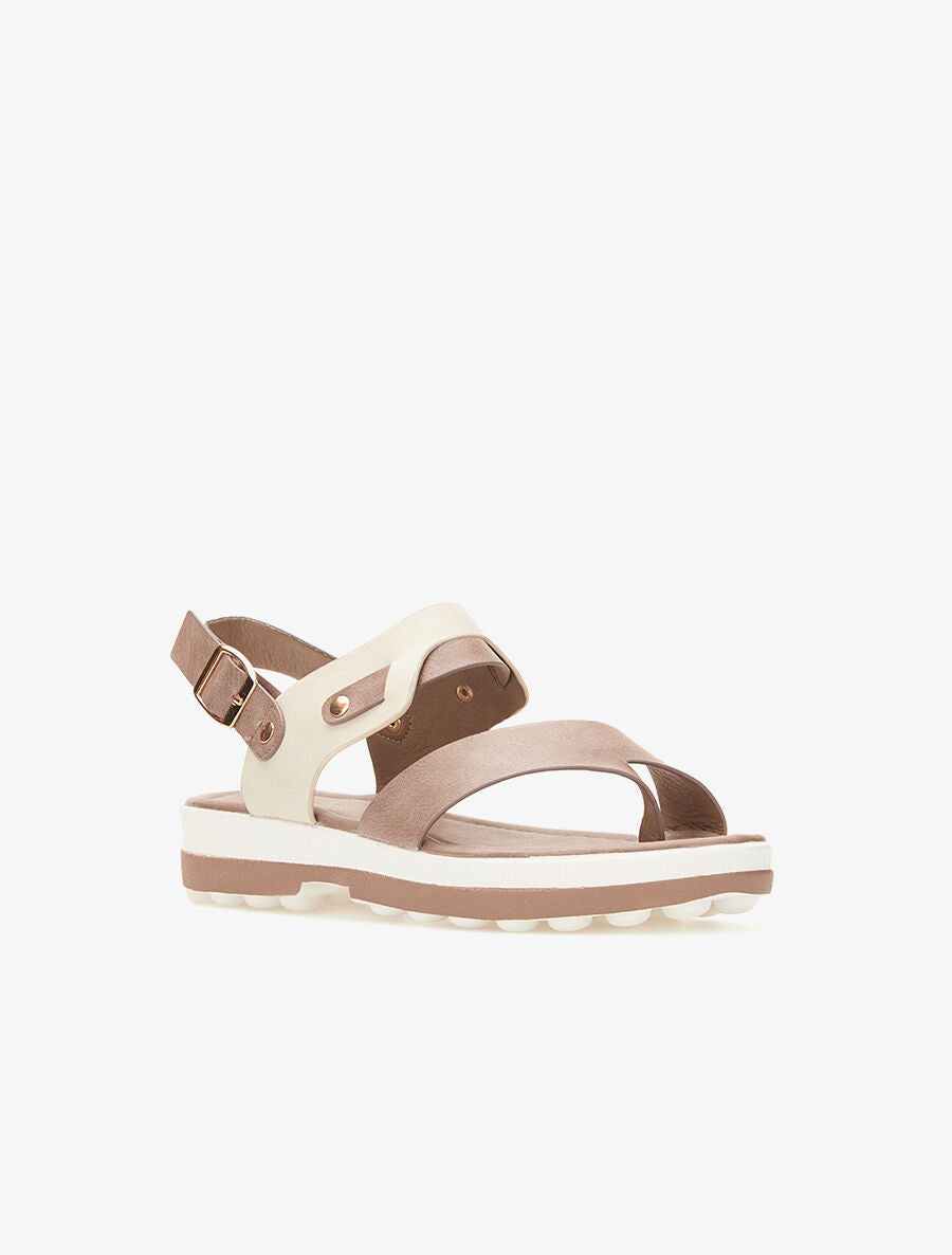 Nu-pieds asymétriques à entredoigt - Taupe - 2