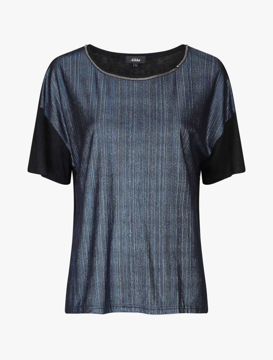 T-shirt lamé - Noir/bleu - 4