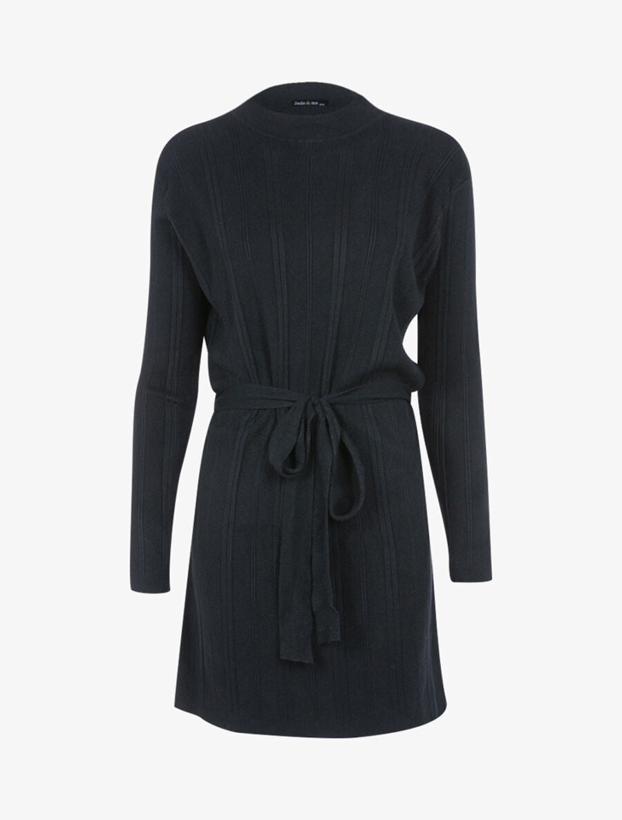 Robe pull ceinturée - Noir - 3