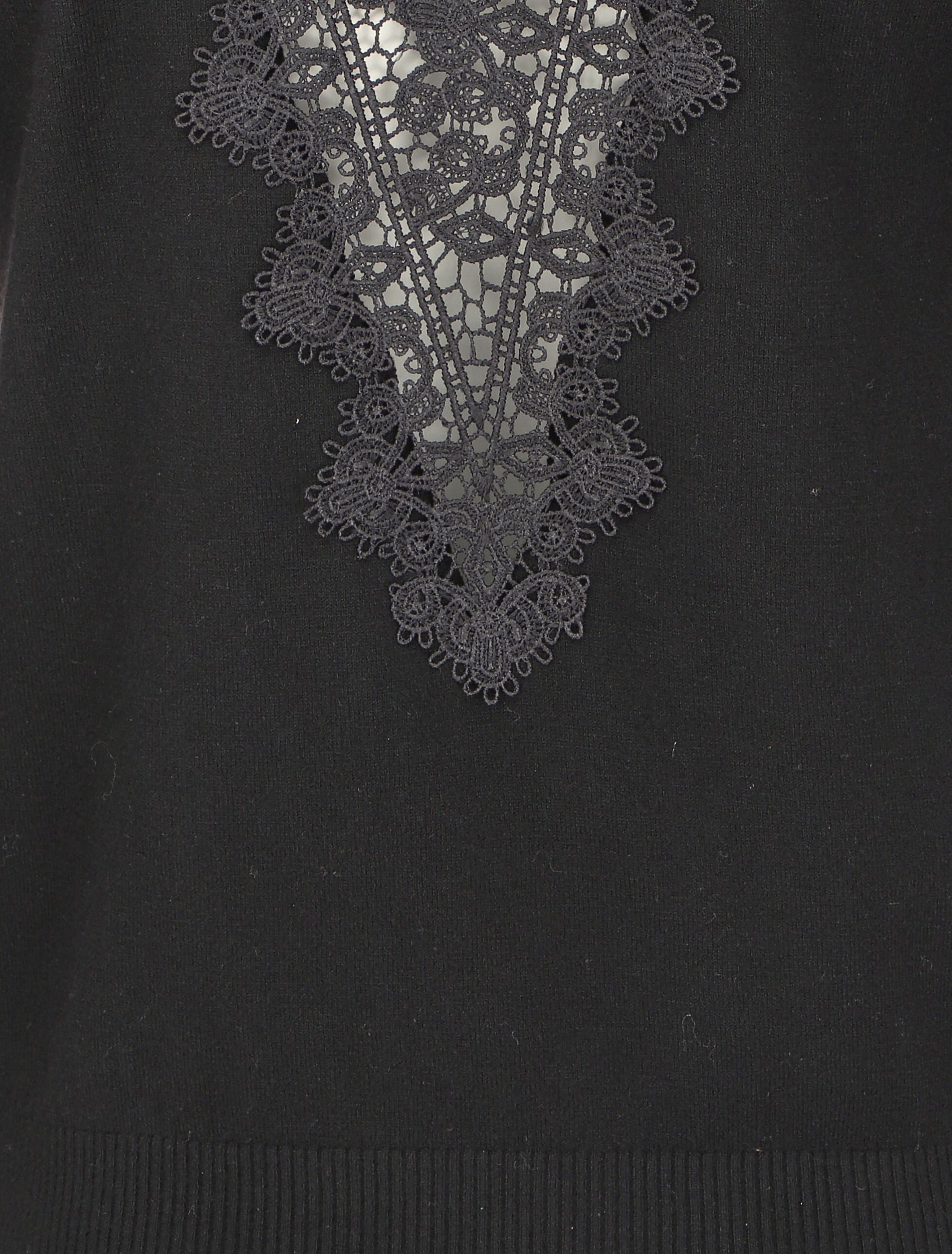 Pull à dos en V ouvert en crochet stylisé ajouré - Noir - 3
