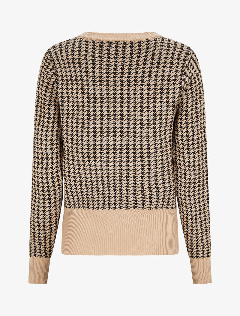 Pull imprimé pied-de-coq - Camel/noir - 2