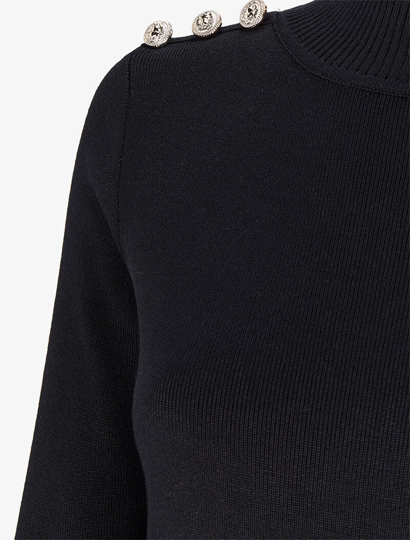 Pull uni à boutons stylisés - Noir - 3
