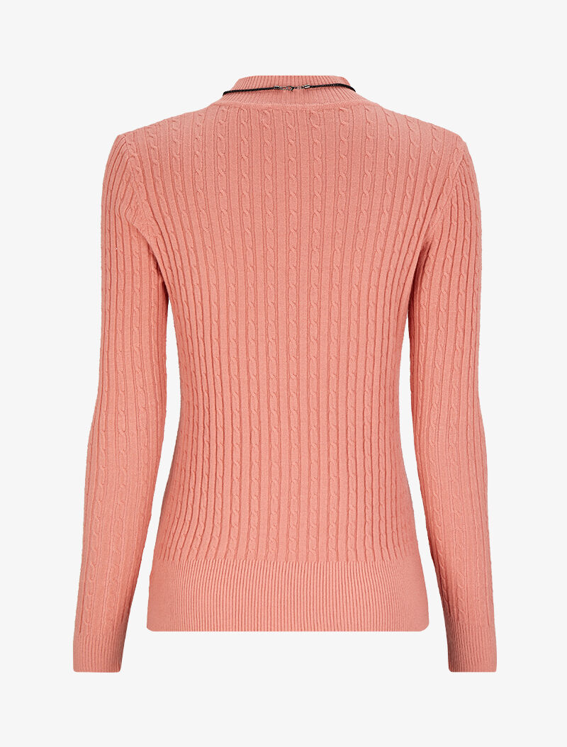 Pull effet maille tressée - Rose saumon - 2