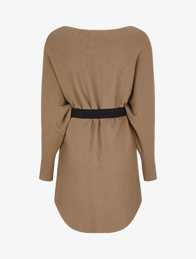 Tunique en maille à manches dolman et col bateau - Beige - 2