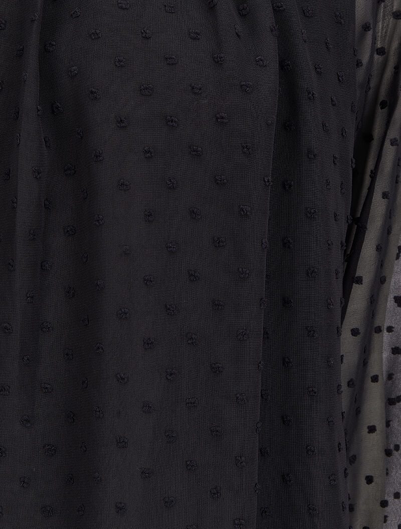 Blouse en plumetis à col mao - Noir - 3