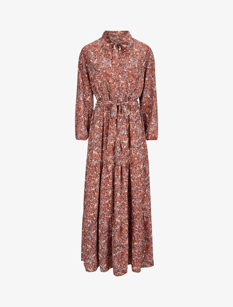 Robe longue à imprimé fleurs sauvages - Marron - 1