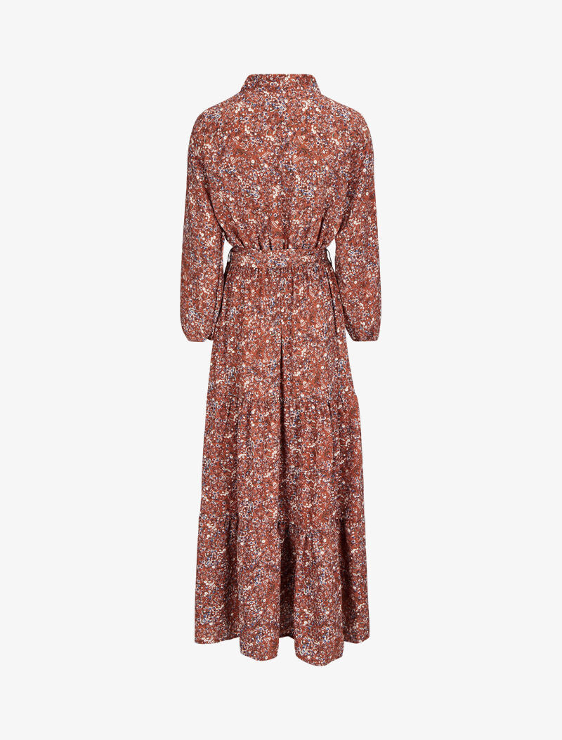 Robe longue à imprimé fleurs sauvages - Marron - 2