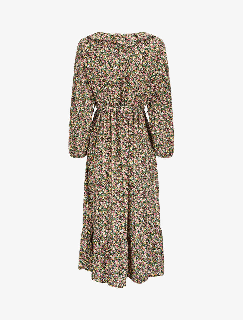 Robe imprimé fleuri à col V volanté - Vert - 2