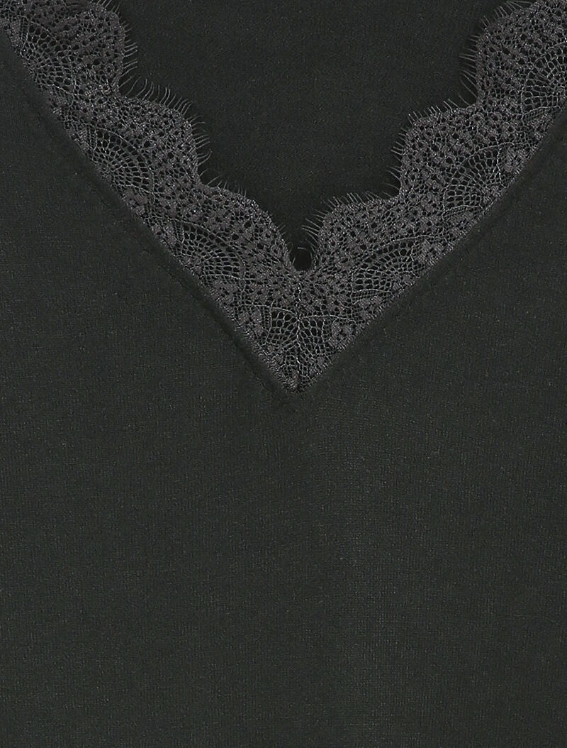 Pull à col V en dentelle - Noir - 3