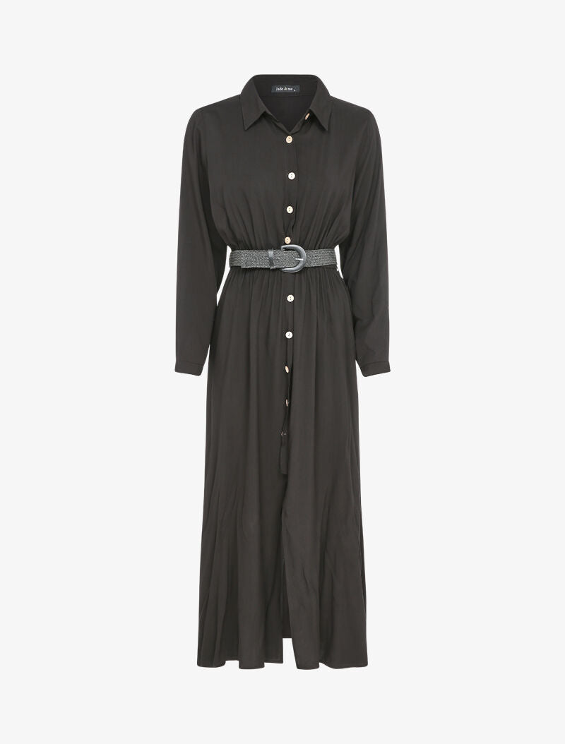 Robe longue à plis accordéons - Noir - 4