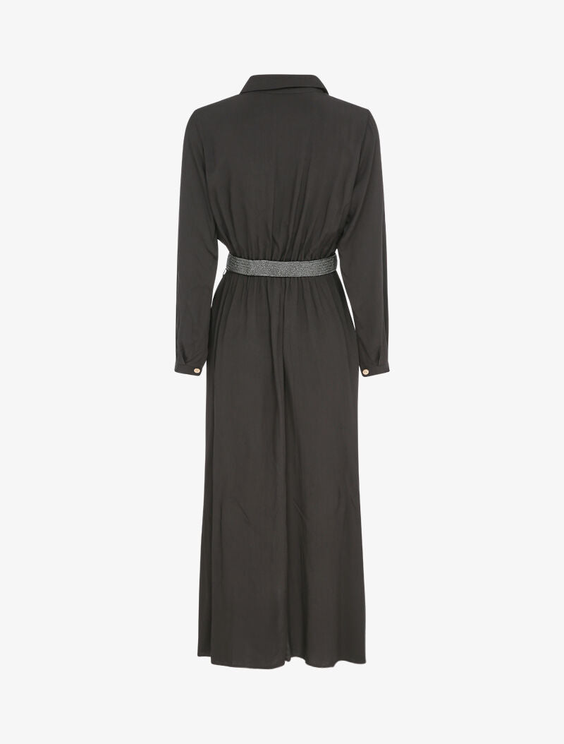 Robe longue à plis accordéons - Noir - 2