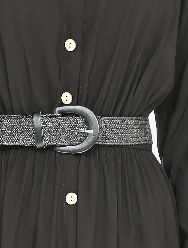 Robe longue à plis accordéons - Noir - 3