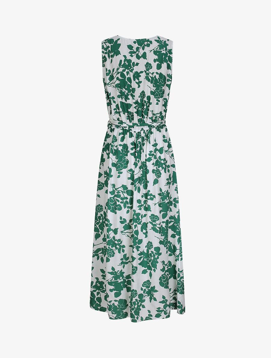 Robes longues à motifs fleurs graphiques - Blanc/vert - 3