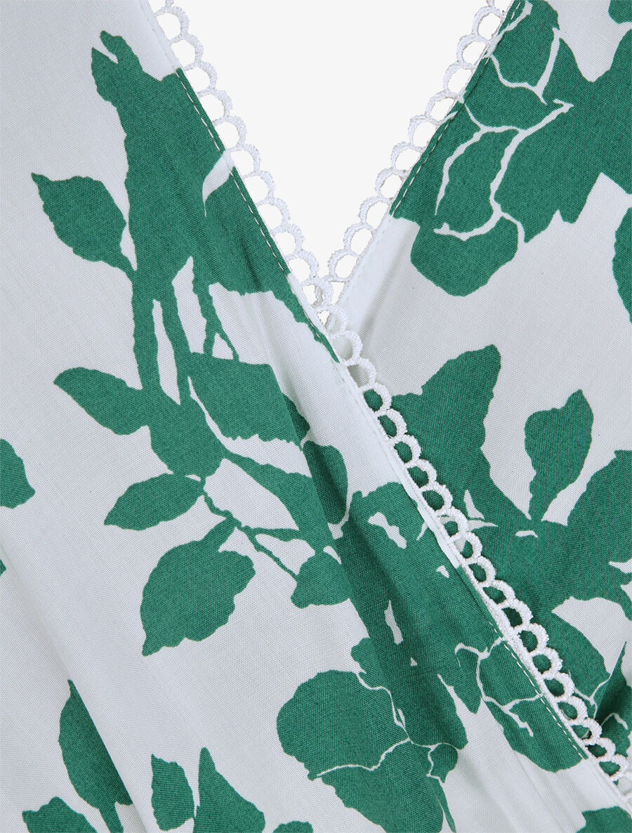 Robes longues à motifs fleurs graphiques - Blanc/vert - 4