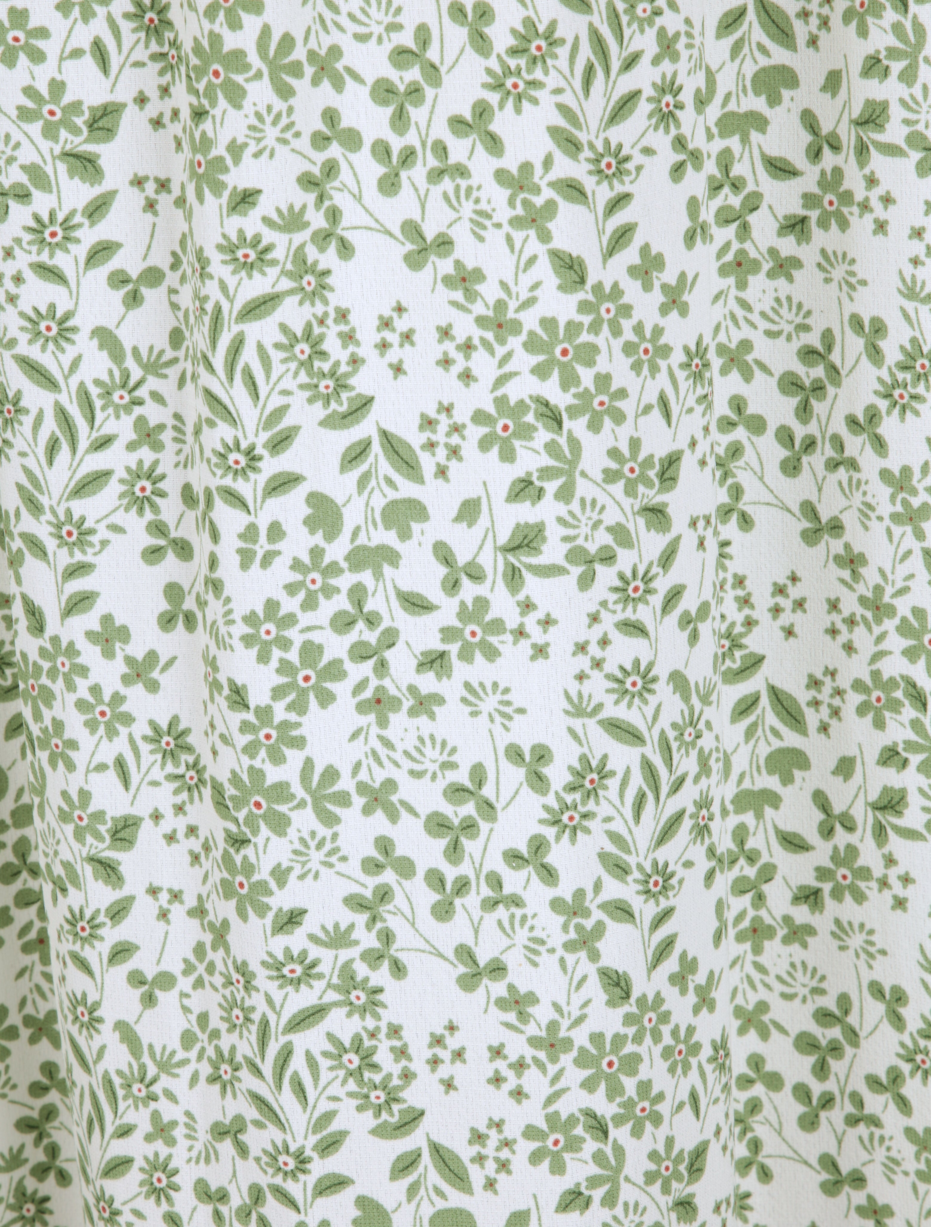 Robe longue à motifs fleuris et taille brodée - Vert d&