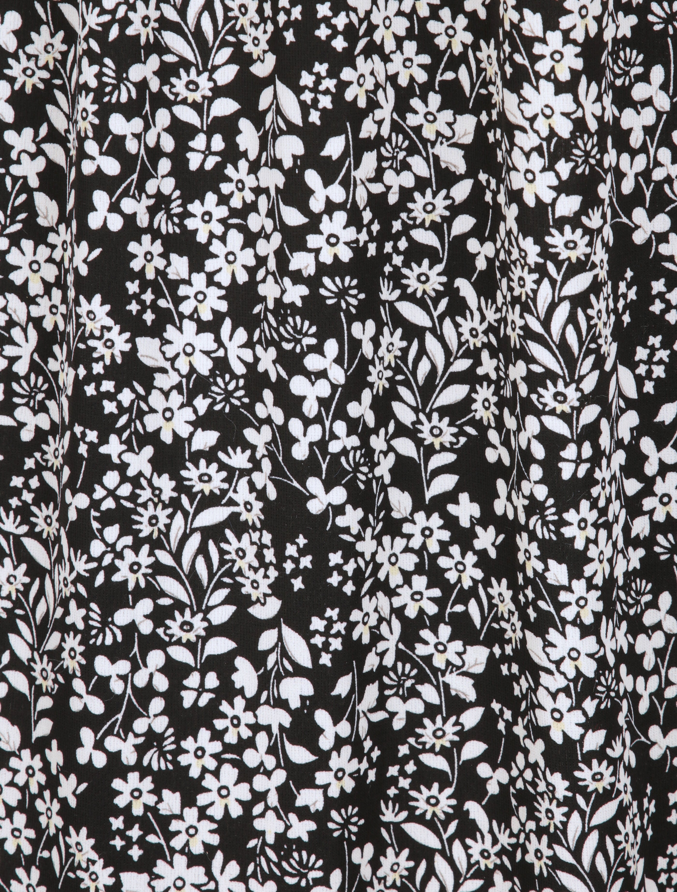 Robe longue à motifs fleuris et taille brodée - Noir - 4
