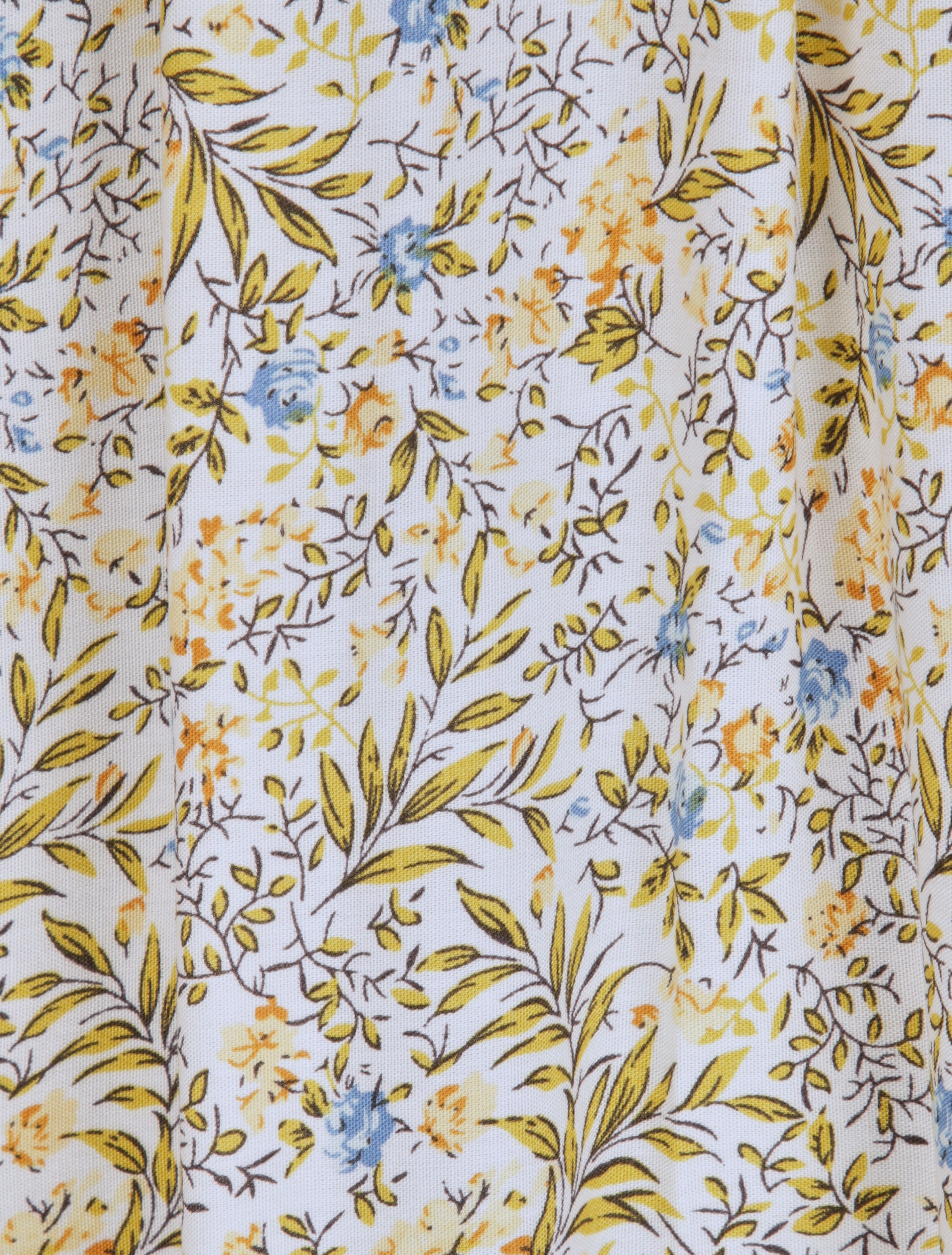 Robe patineuse mi-longue à imprimé fleurs champêtres - Blanc - 4