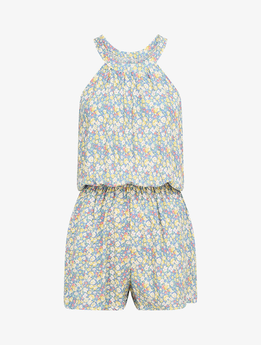 Combishort à imprimé floral - Bleu - 1