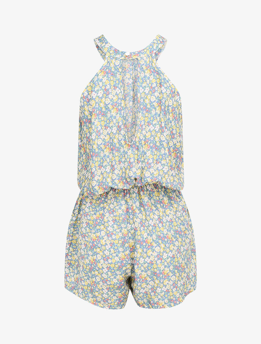 Combishort à imprimé floral - Bleu - 2