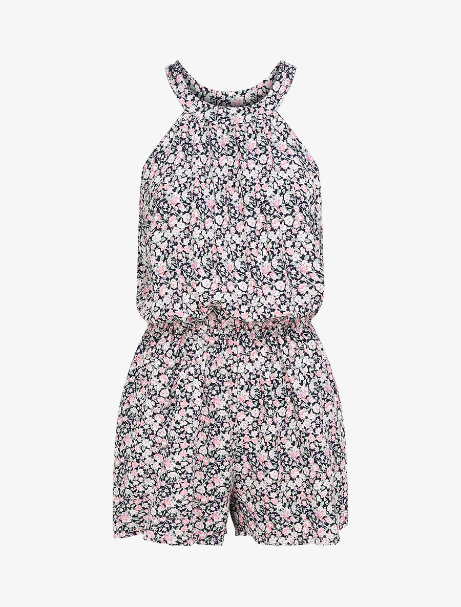 Combishort à imprimé floral - Bleu nuit - 1