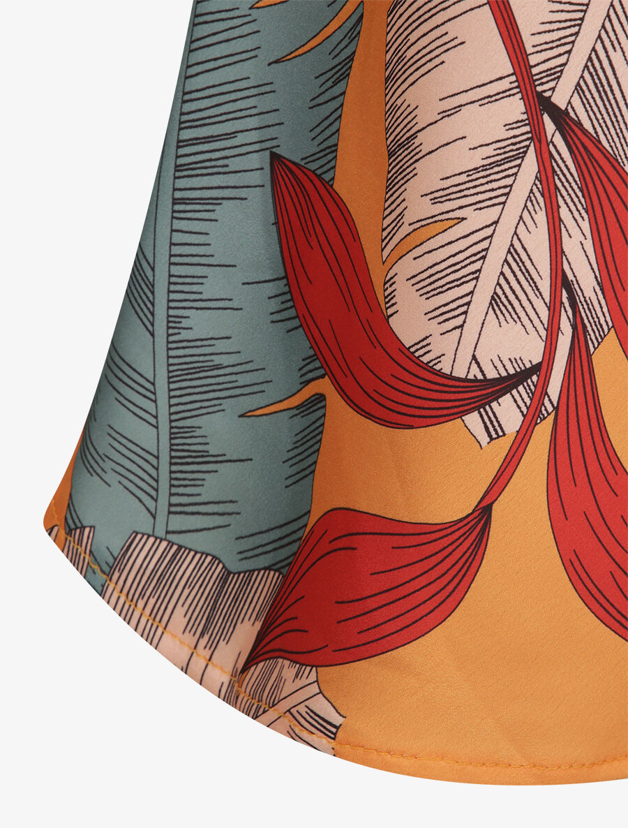 Top fluide à imprimé feuilles - Orange - 3