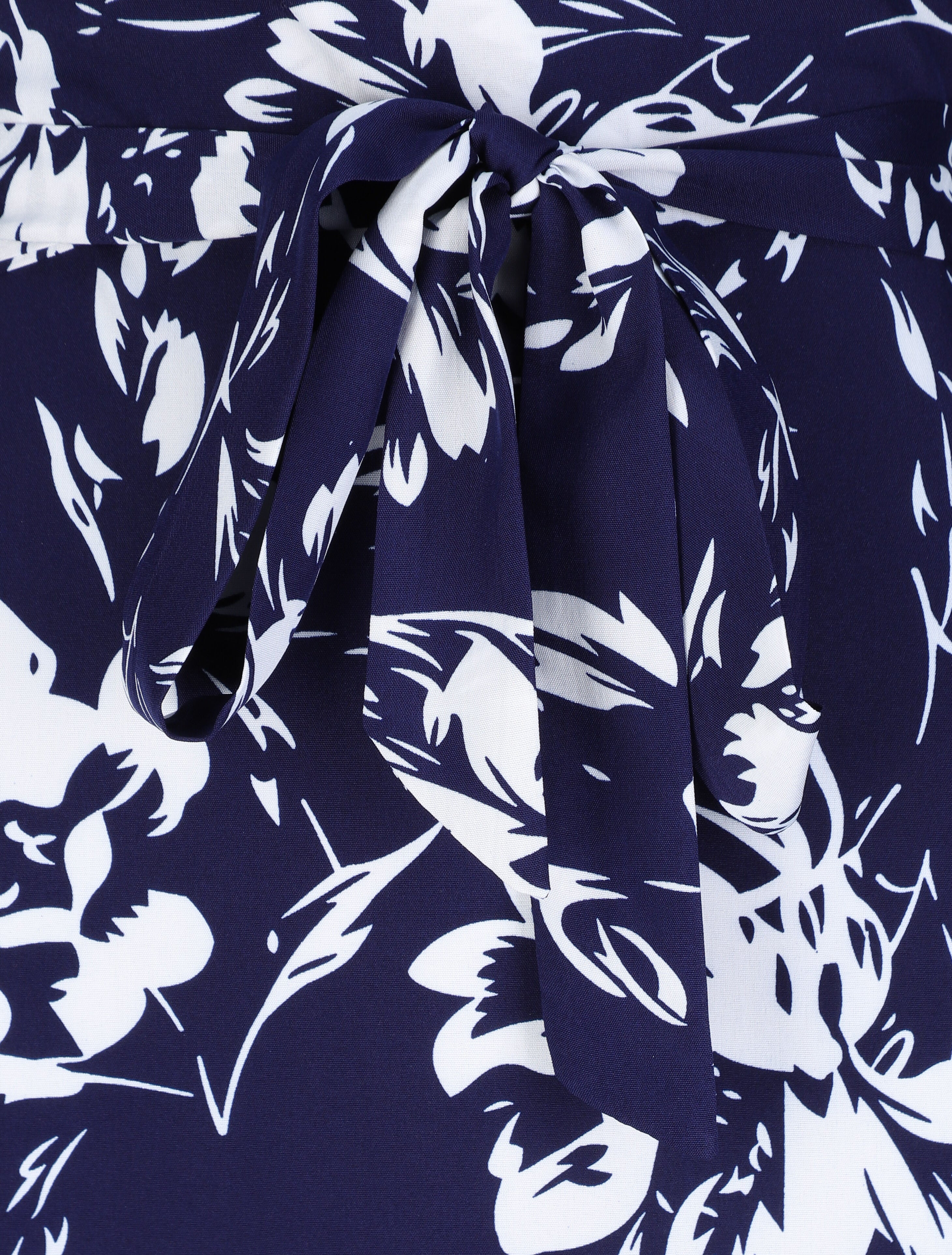 Robe longue patineuse imprimé fleurs contrastantes - Bleu - 3