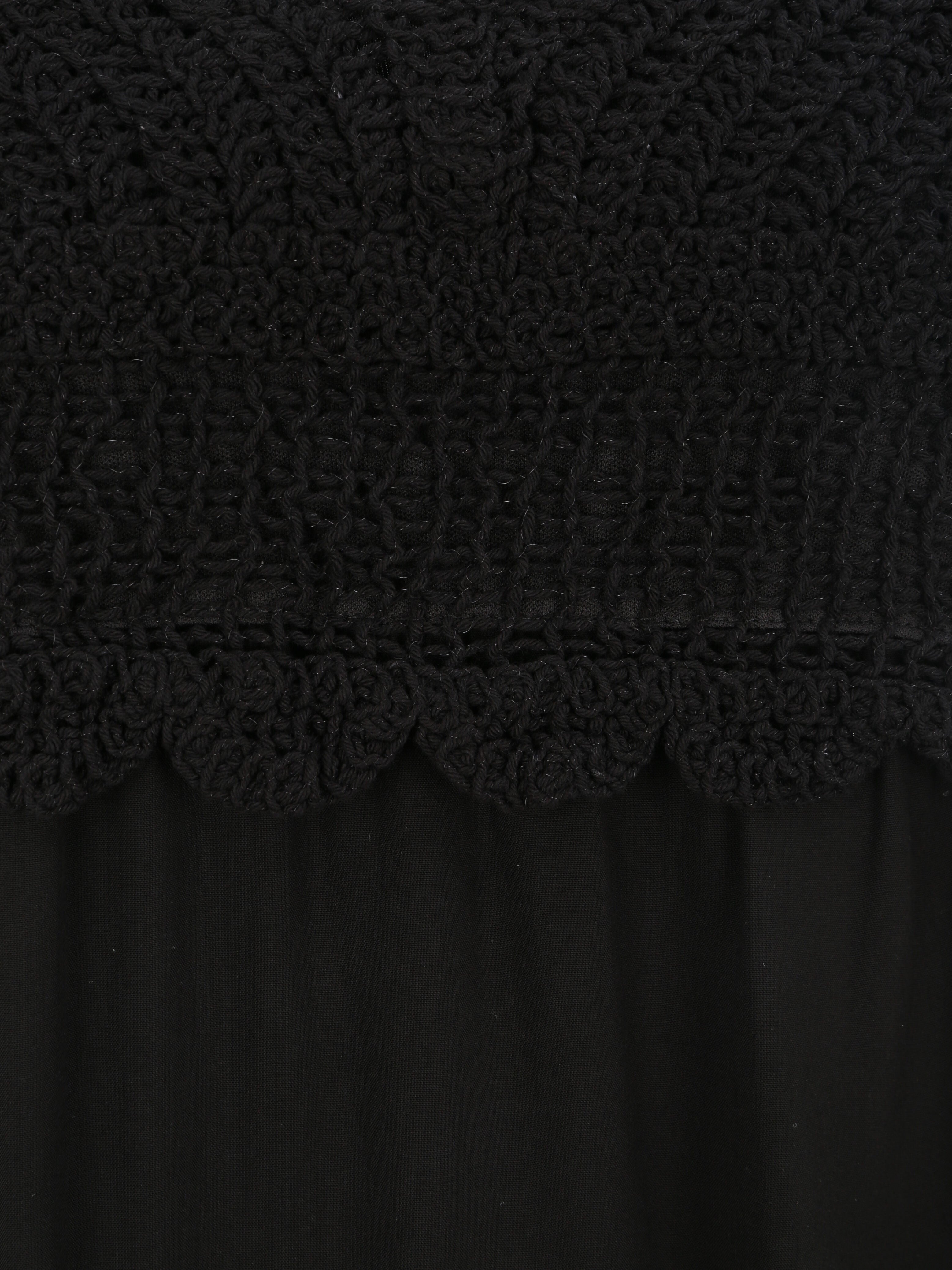 Robe à col V à détail crochet - Noir - 3